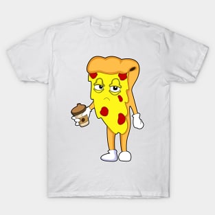 Pizza with Salami Cheese & Coffee T-Shirt